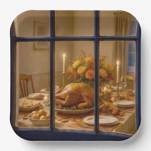 Assiettes En Carton Thanksgiving Turkey Feast In Window (Recto)