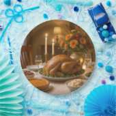 Assiettes En Carton Thanksgiving Turkey Feast With Candles (Fête)