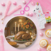 Assiettes En Carton Thanksgiving Turkey Feast With Candles (Fête)