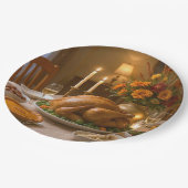 Assiettes En Carton Thanksgiving Turkey Feast With Candles (Angle)