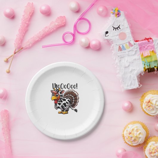 Assiettes En Carton Thanksgiving Turkey Moo Cow Head Funny Fall Men Wa (Fête)