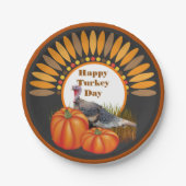 Assiettes En Carton Thanksgiving Turquie avec design Citrouille (Devant)