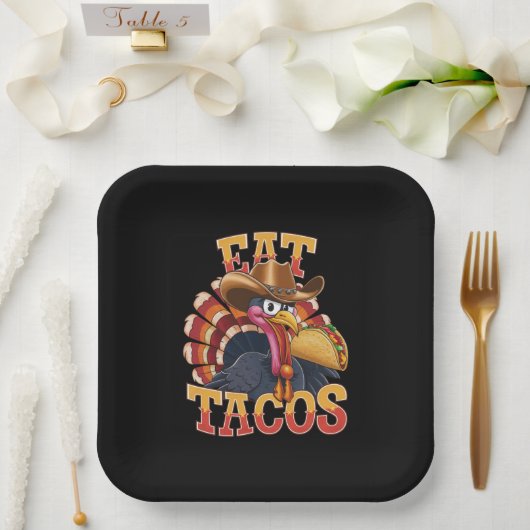 Assiettes En Carton Thanksgiving Turquie Mange Tacos Drôle Mexicain (Mariage)