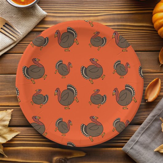 Assiettes En Carton Thanksgiving Turquie Motif Plaque en papier orange