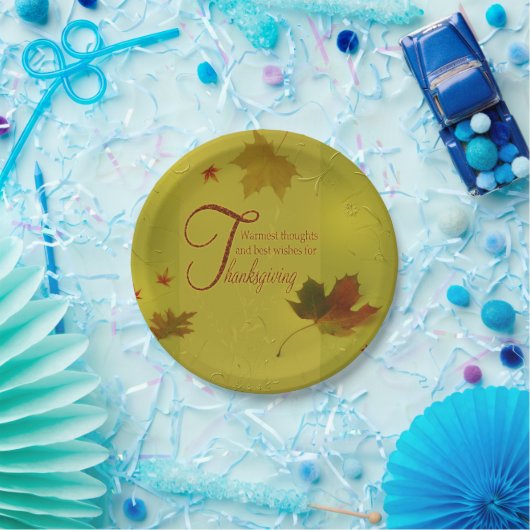 Assiettes En Carton Thanksgiving veut typographie Feuilles (Fête)