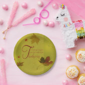 Assiettes En Carton Thanksgiving veut typographie Feuilles (Fête)