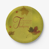 Assiettes En Carton Thanksgiving veut typographie Feuilles (Devant)