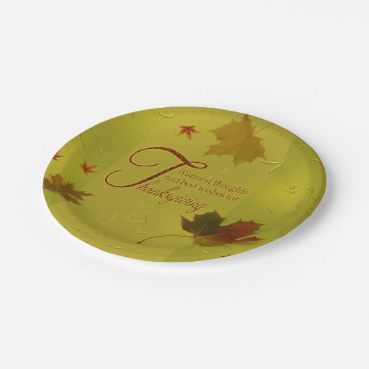 Assiettes En Carton Thanksgiving veut typographie Feuilles (Angle)