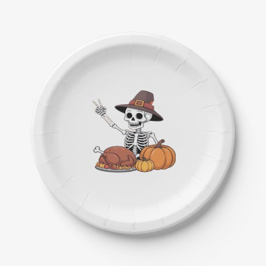 Assiettes En Carton Thanksgiving X-ray Skeleton Funny Rock Hand Fall L (Devant)