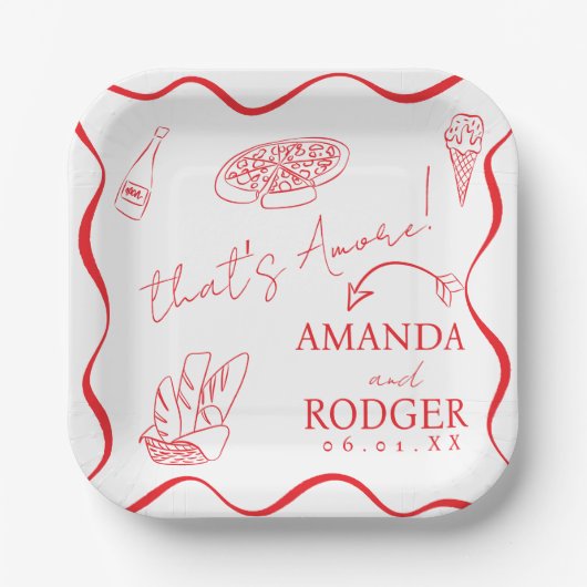 Assiettes En Carton That’s Amore Italian Doodles Wedding (Recto)