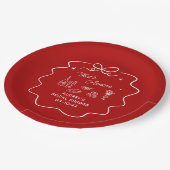 Assiettes En Carton That's Amore, White Doodle Personalized Red (Angle)