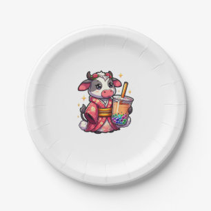 Assiettes En Carton Thé à bulle de vache Japonais Kimono _1_1