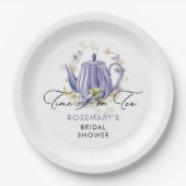 Assiettes En Carton Thé à Prendre Théière Violette Shower de Mariée (Devant)