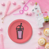 Assiettes En Carton Thé au lait thé rose bulle thé (Fête)