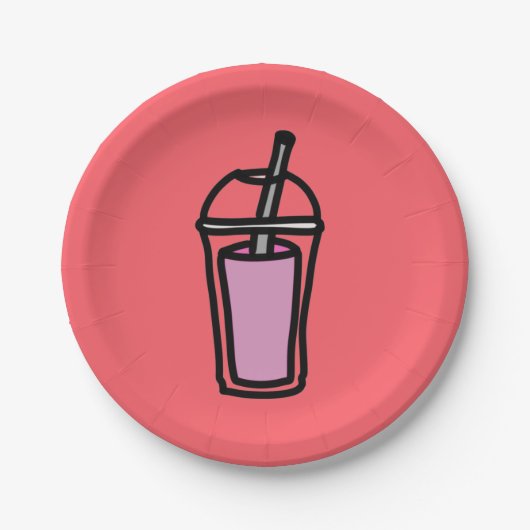 Assiettes En Carton Thé au lait thé rose bulle thé (Devant)