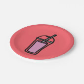 Assiettes En Carton Thé au lait thé rose bulle thé (Angle)