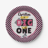 Assiettes En Carton The Big One| PINK Retro Hip hop 1er anniversaire (Devant)