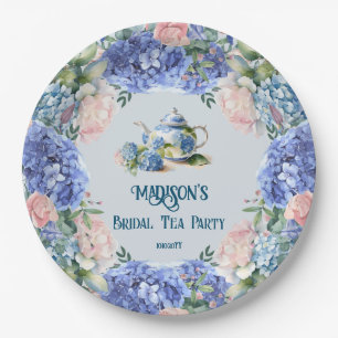 Assiettes En Carton Thé de mariage aux hortensias bleus