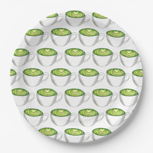 Assiettes En Carton Thé japonais Matcha Green Latte Teacup Foin (Devant)
