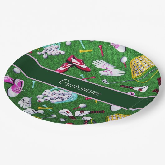 Assiettes En Carton The Time Girly Golf (Angle)