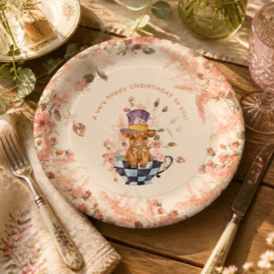 Assiettes En Carton Théâtre de thé fantaisiste de la vache des Highlan