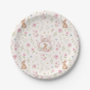 Assiettes En Carton Théière de lapin fantaisiste motif floral de print