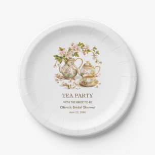 Assiettes En Carton Théière Florale Moment du Thé Enterrement de Vie d