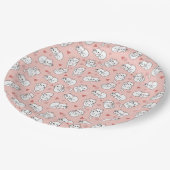 Assiettes En Carton Thème Chat Blanc Mignon Fond Rose (Angle)