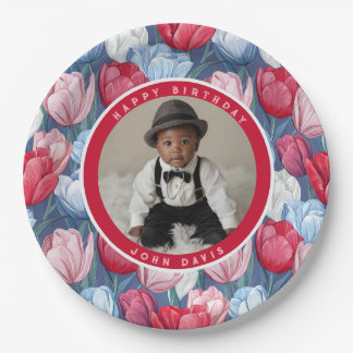 Assiettes En Carton Thème contemporain de tulipes pour 90e anniversair