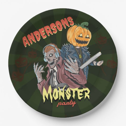 Assiettes En Carton Thème Costume Halloween vintage Anniversaire (Devant)