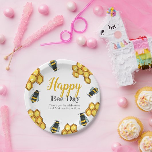Assiettes En Carton Thème d'abeille d'anniversaire une partie d'enfant (Fête)