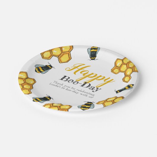 Assiettes En Carton Thème d'abeille d'anniversaire une partie d'enfant (Angle)