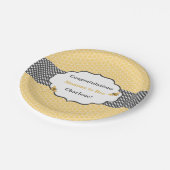 Assiettes En Carton Thème d'abeille Honeycomb Or & Gris Polka Dot (Angle)