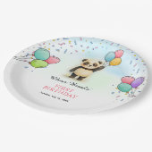 Assiettes En Carton Thème d'anniversaire Panda Coloré 1 an (Angle)