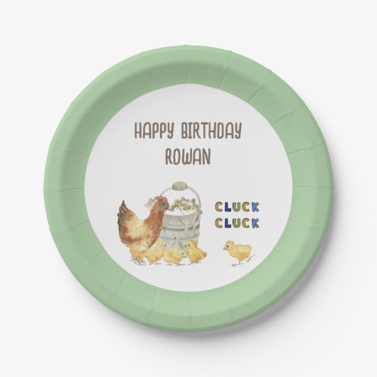 Assiettes En Carton Thème de ferme Cluck Cluck Chicken Anniversaire de (Devant)