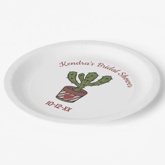 Assiettes En Carton Thème de fête de mariage de cactus personnalisé (Angle)