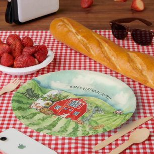 Assiettes En Carton Thème de la ferme Fête d'anniversaire de la gran