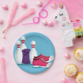 Assiettes En Carton Thème de la soirée de bowling à dix broches (Fête)