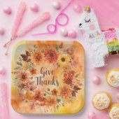 Assiettes En Carton Thème de l'automne grâces avec fleurs citrouille (Fête)