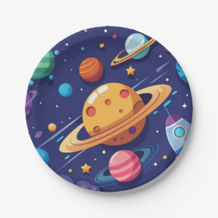Assiettes En Carton Thème de l'espace et des planètes