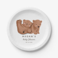 Thème de l'ours Cub Twins Baby shower Plaque papie
