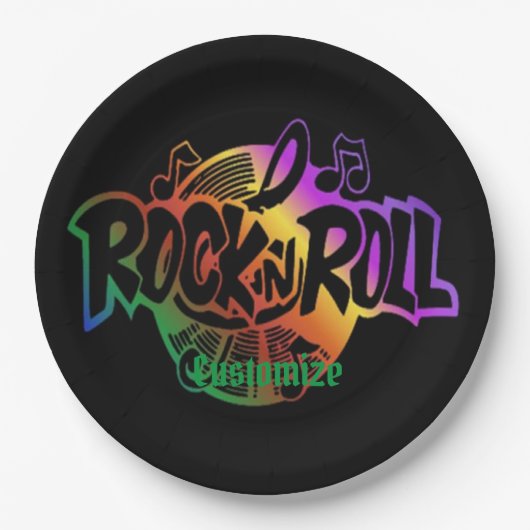 Assiettes En Carton Thème de musique d'arc-en-ciel de rock (Devant)