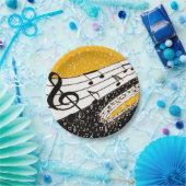 Assiettes En Carton Thème de musique d'or (Fête)