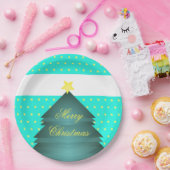 Assiettes En Carton Thème de Noël de la plage Turquoise (Fête)
