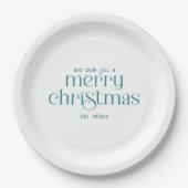 Assiettes En Carton Thème de Noël Design Turquoise Retro Typographie (Devant)