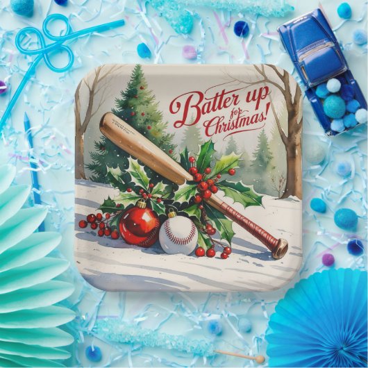 Assiettes En Carton Thème de Noël du baseball (Fête)