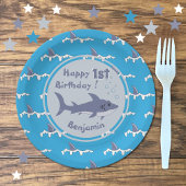 Assiettes En Carton Thème de requin Plaques papier personnalisées 1er 