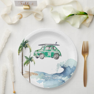 Assiettes En Carton Thème de surf Baby shower Invitation Plage Bébé