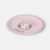 Assiettes En Carton Thème de tennis rose Plaques papier d'anniversaire (Angle)