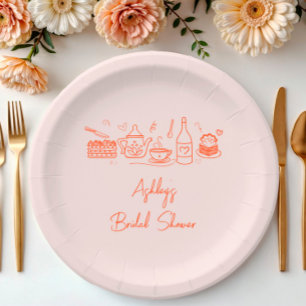 Assiettes En Carton Thème de thé de douche de mariée gribouillis fanta